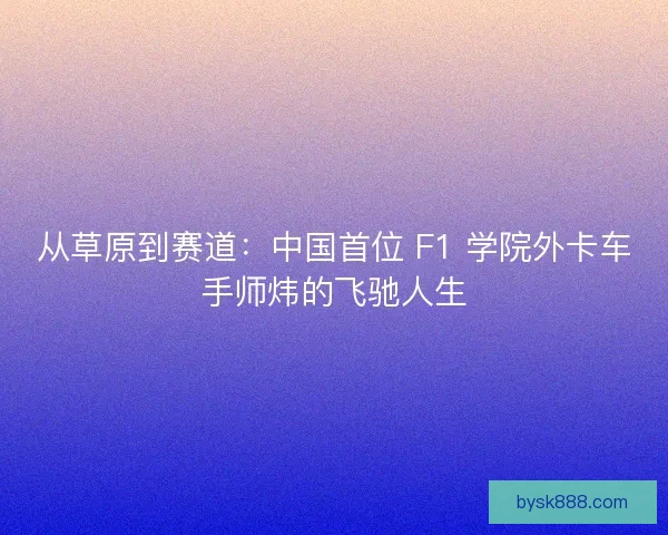 从草原到赛道：中国首位 F1 学院外卡车手师炜的飞驰人生